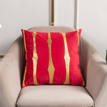Velvet Gold Foil Printed Stripe Printed Throw Pillow Cushion Cover - Adore India   
