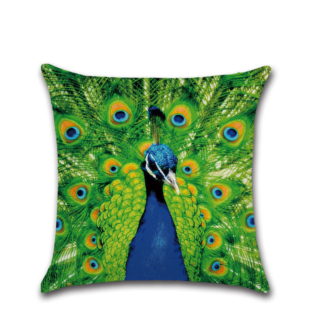 Peacock Printed Throw Pillow Case Cushion Cover - Adore India   
