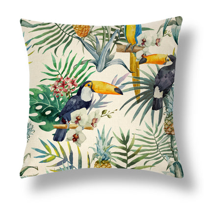 Tropical Colourful Linen Throw Pillow Case Cushion Cover - Adore India   