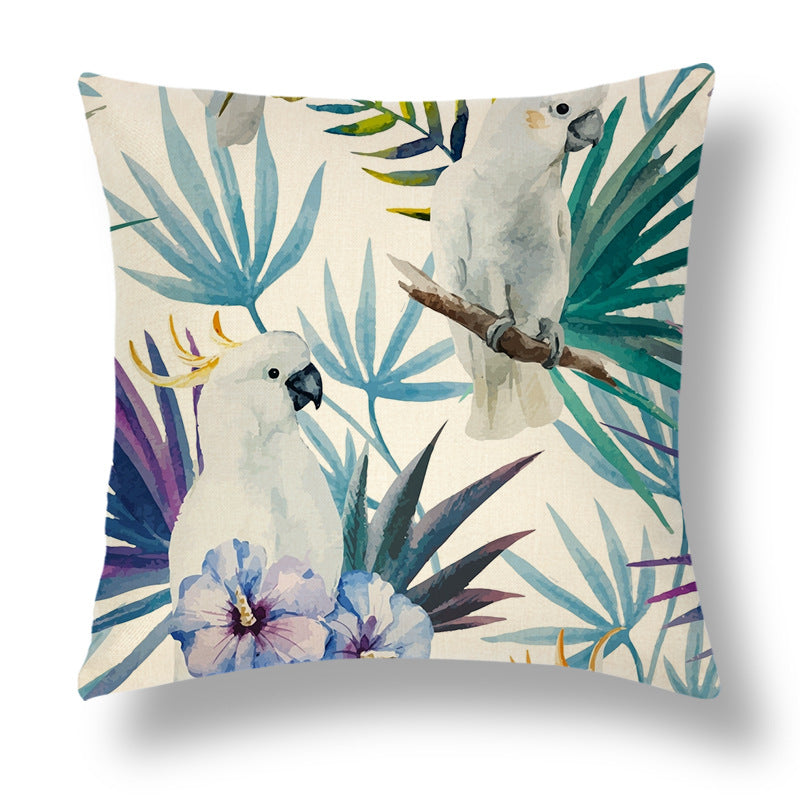 Tropical Colourful Linen Throw Pillow Case Cushion Cover - Adore India   