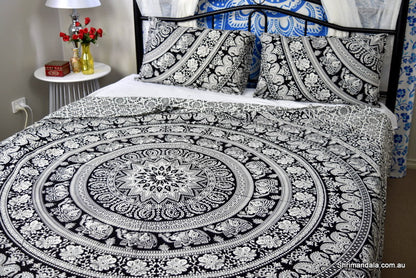 Good Luck Black Mandala Duvet Cover - Adore India   