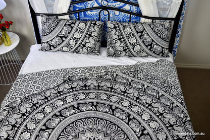 Good Luck Black Mandala Duvet Cover - Adore India   