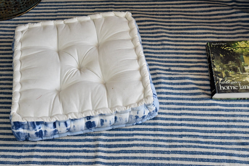 Handmade Indigo Tie and Dye Cotton Floor Cushion Pillow - Adore India   