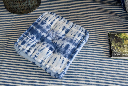 Handmade Indigo Tie and Dye Cotton Floor Cushion Pillow - Adore India   
