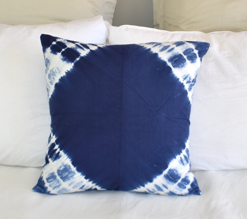 Hand Made Indigo Tie and Dye Moon Cushion Cover 40cms - Adore India   