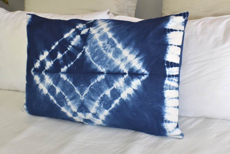 Hand Made Indigo Tie and Dye Sqaure Pillow Cover - Adore India   