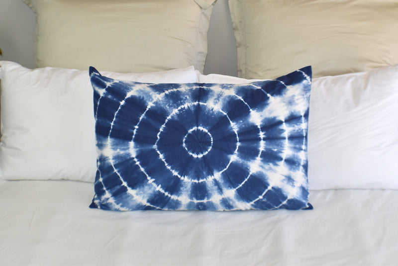 Hand Made Indigo Tie and Dye Circle Pillow Cover - Adore India   