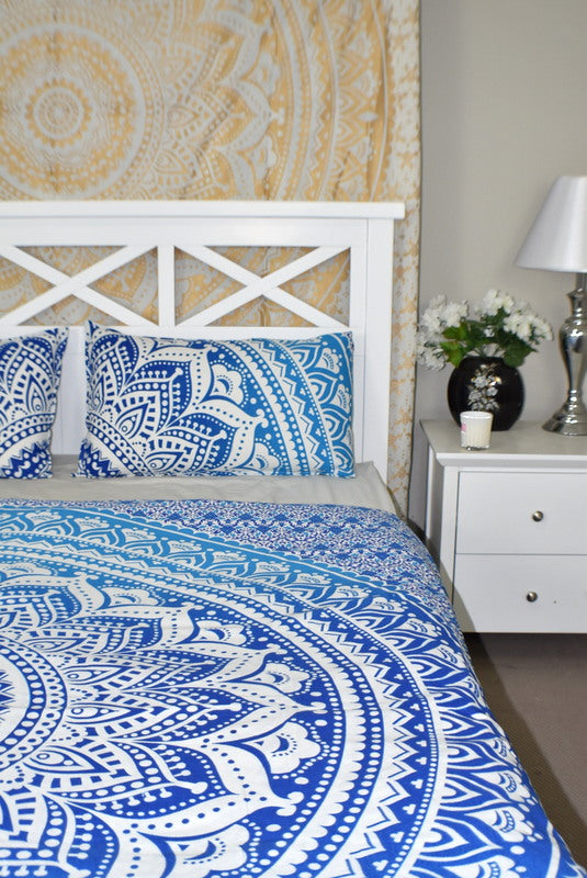 Star Blue Ombre Mandala Duvet Cover - Adore India   