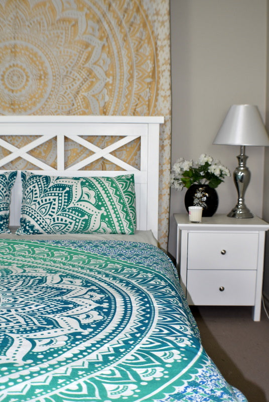 Star Turquoise Ombre Mandala Duvet Cover - Adore India   