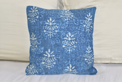 Indigo Booti Block Print Cotton Dari Cushion Cover 45cm - Adore India   