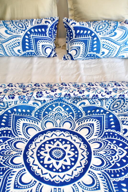 Passion Blue Ombre Mandala Duvet Cover Set - Adore India   