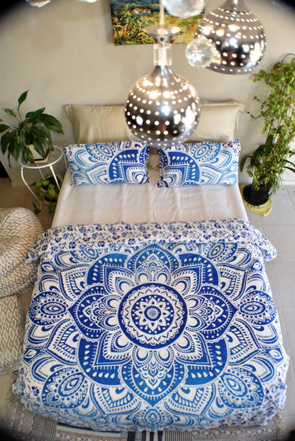 Passion Blue Ombre Mandala Duvet Cover Set - Adore India   
