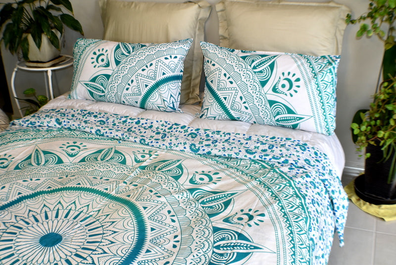 Daisy Turquoise Ombre Mandala Duvet Cover - Adore India   