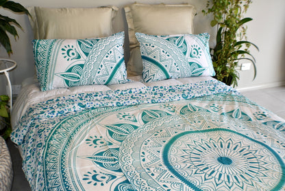 Daisy Turquoise Ombre Mandala Duvet Cover - Adore India   