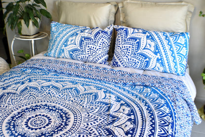 Star Blue Ombre Mandala Duvet Cover - Adore India   
