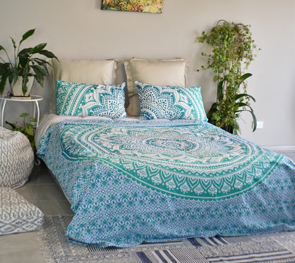Star Turquoise Ombre Mandala Duvet Cover - Adore India   