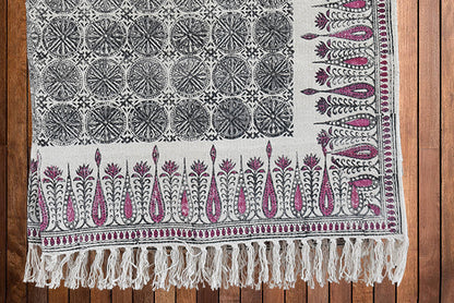 Handmade Beautiful Tilak Burgundy Block Print Cotton Dari Carpet - Adore India   
