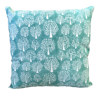 Tree of Life Turquoise Block Print Canvas Cotton Cushion Cover Pillow 2Pcs - Adore India   