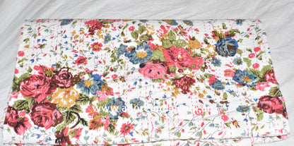 Vintage White Flower Kantha Quilt - Adore India   