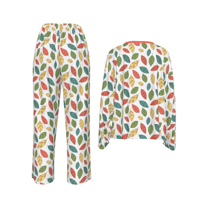 Bohemian Floral Leaf Women's Casual Long Sleeves Trouser Suit - Adore India   
