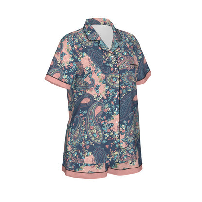 Bohemian Paisley Elegance Women's Silky Sleepwear Set - Adore India   