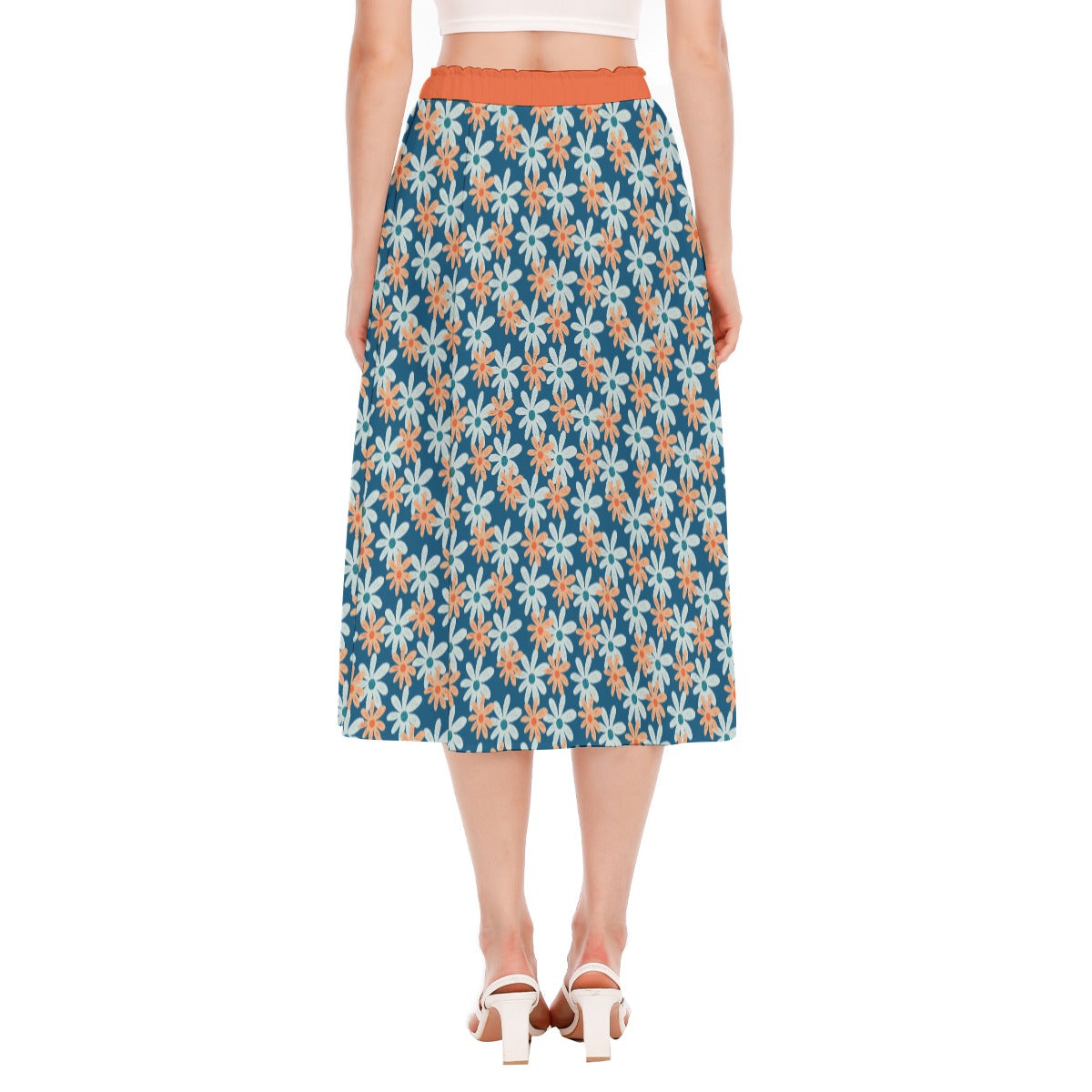 Bohemian Blue Floral Printed Women's Long Chiffon Skirt - Adore India   