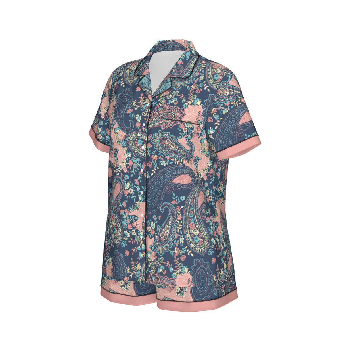 Bohemian Paisley Elegance Women's Silky Sleepwear Set - Adore India   
