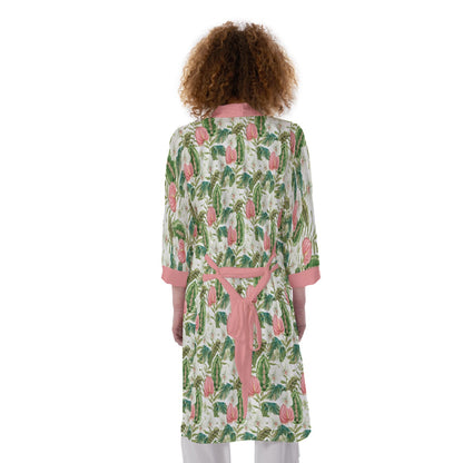 Bohemian Topical Floral Women's Satin Kimono Robe Kaftan - Adore India   
