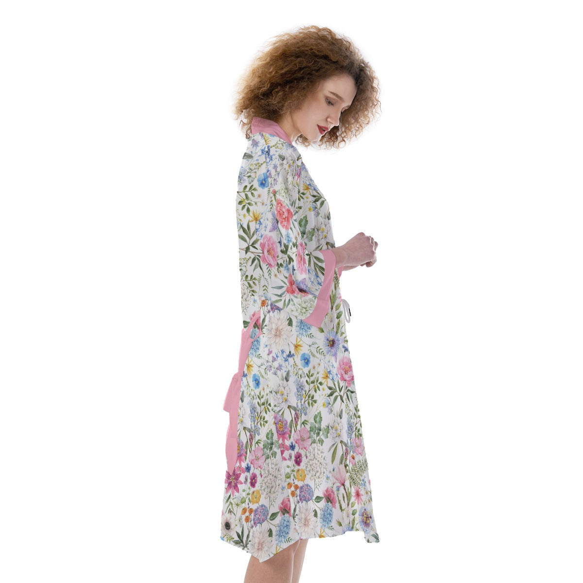 Bohemian Exotic Floral Printed Satin Kimono Bathrobe - Adore India   