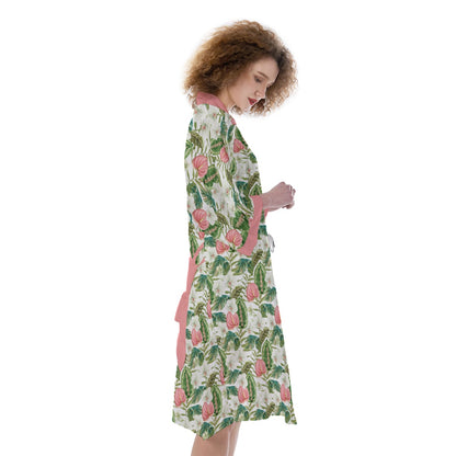Bohemian Topical Floral Women's Satin Kimono Robe Kaftan - Adore India   