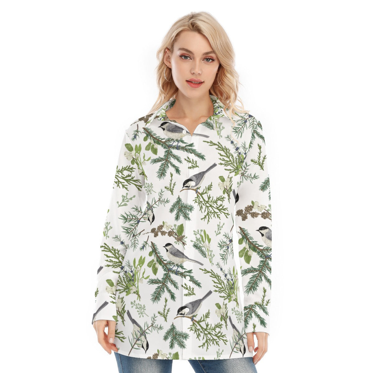 Bohemian Bird of Prey Print Women's Long Sleeve Shirt  - Adore India   
