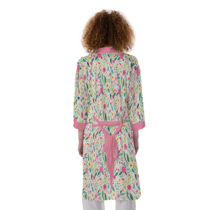 Bohemian Floral Bliss Women's Satin Kimono Robe - Adore India   