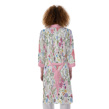 Bohemian Exotic Floral Printed Satin Kimono Bathrobe - Adore India   