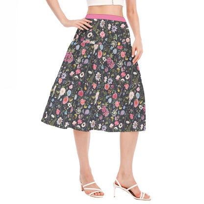 Bohemian Exotic Black Floral Women's Pleated Chiffon Skirt - Adore India   
