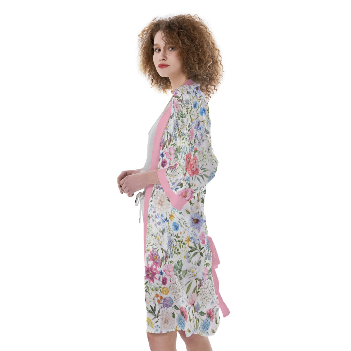 Bohemian Exotic Floral Printed Satin Kimono Bathrobe - Adore India   