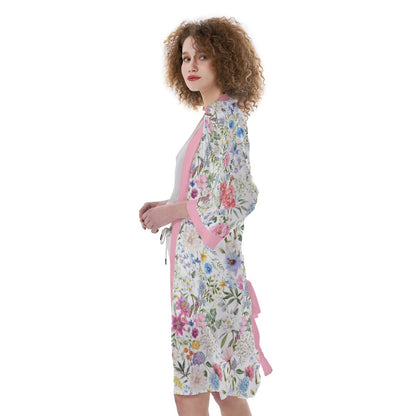 Bohemian Exotic Floral Printed Satin Kimono Bathrobe - Adore India   