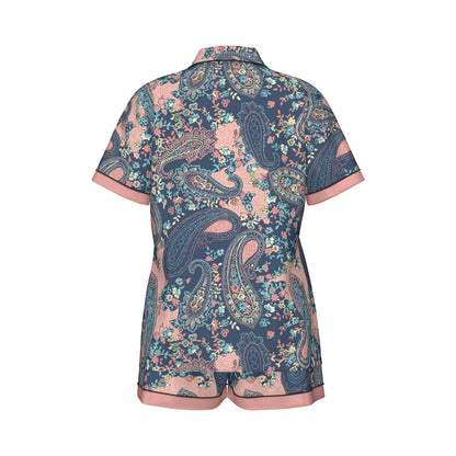 Bohemian Paisley Elegance Women's Silky Sleepwear Set - Adore India   