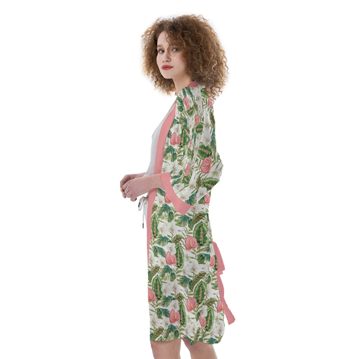 Bohemian Topical Floral Women's Satin Kimono Robe Kaftan - Adore India   