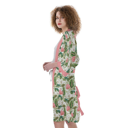 Bohemian Topical Floral Women's Satin Kimono Robe Kaftan - Adore India   