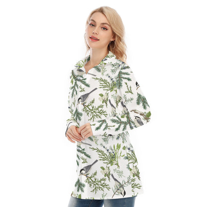 Bohemian Bird of Prey Print Women's Long Sleeve Shirt  - Adore India   