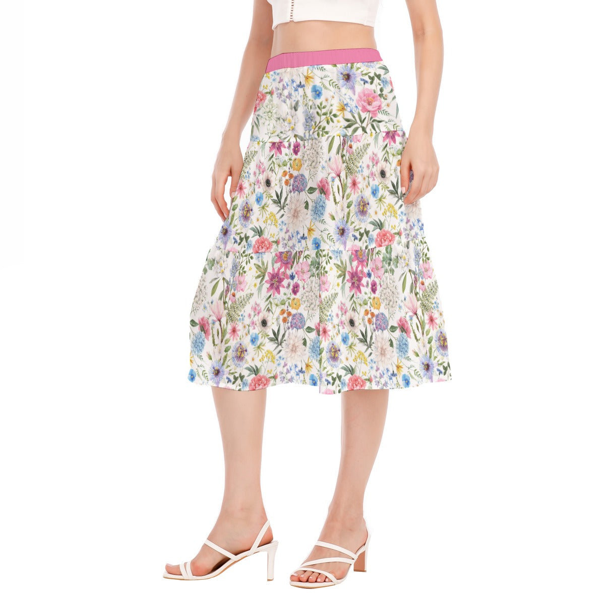 Bohemian Exotic Floral Women's Pleated Chiffon Skirt - Adore India   