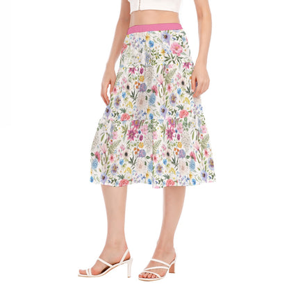 Bohemian Exotic Floral Women's Pleated Chiffon Skirt - Adore India   