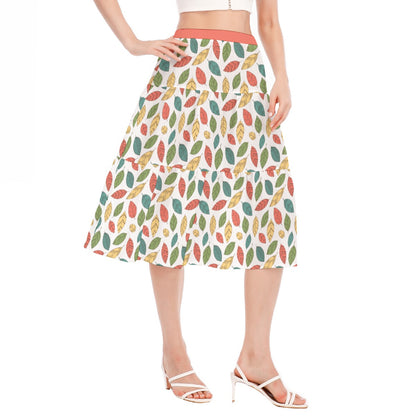 Bohemian Leaf Floral Printed Women's Pleated Chiffon Skirt - Adore India   