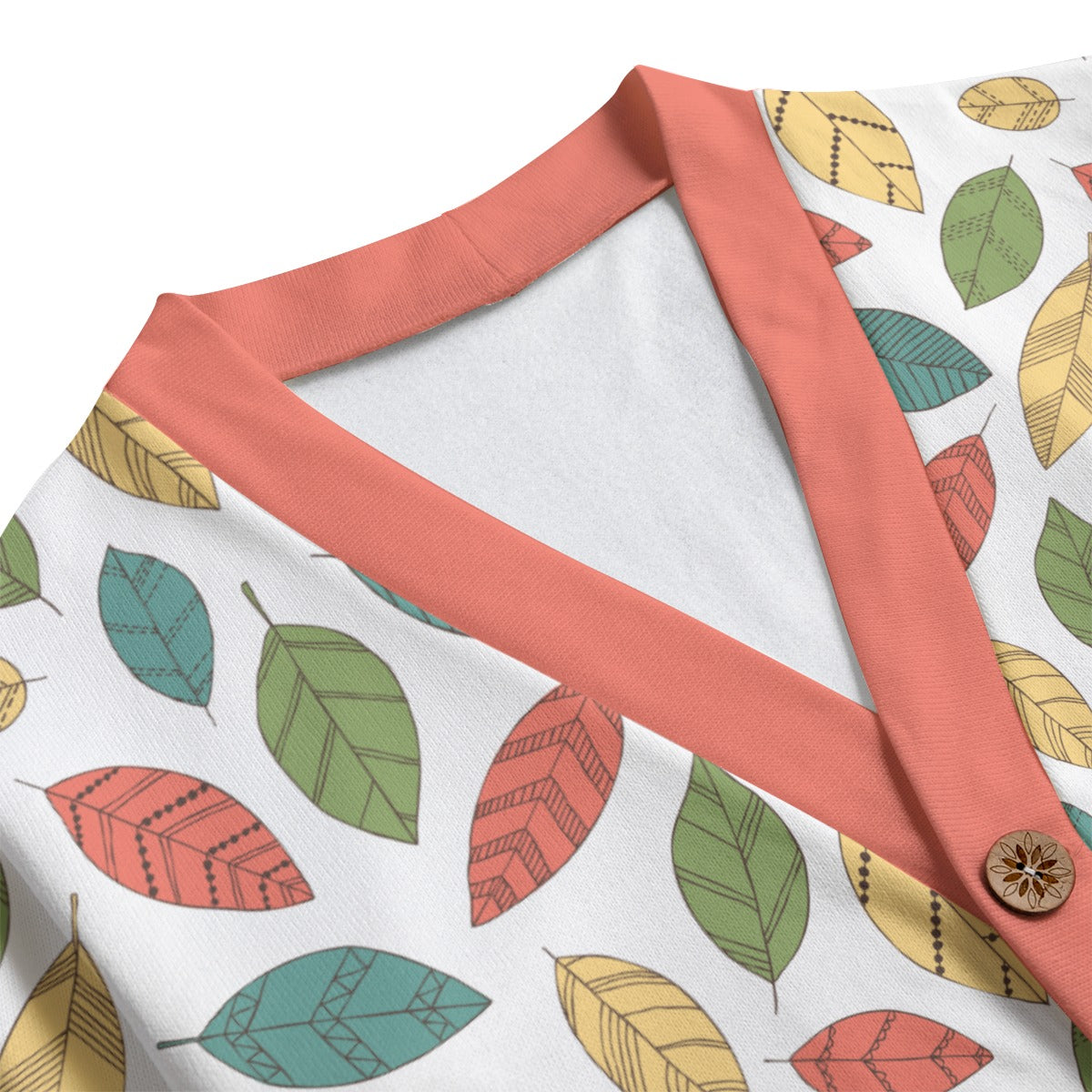 Bohemian Coloured Leaf Printed Knitted Jumper Sweater Cardigan - Adore India   