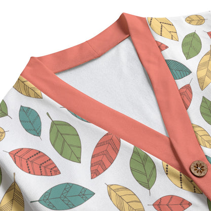 Bohemian Coloured Leaf Printed Knitted Jumper Sweater Cardigan - Adore India   