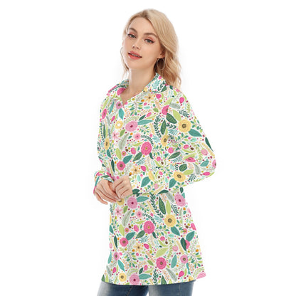 Bohemian Floral Printed Bliss Women's Long Sleeve Shirt  - Adore India   