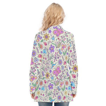 Bohemian Pastel Green Butterfly Printed Women's Long Sleeve Shirt  - Adore India   