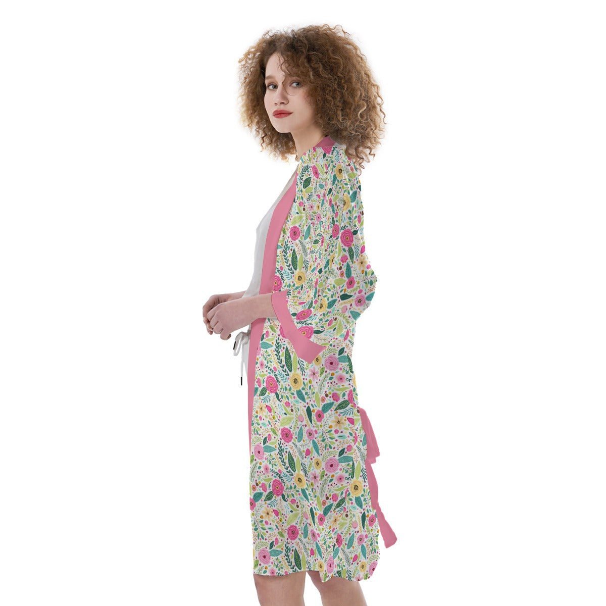 Bohemian Floral Bliss Women's Satin Kimono Robe - Adore India   