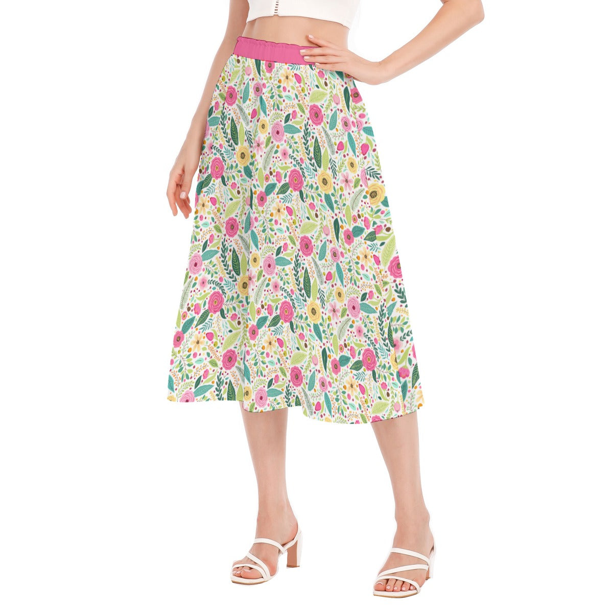 Bohemian Floral Bliss Printed Women's Long Chiffon Skirt - Adore India   