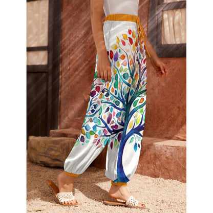 Bohemian Tree of Life Women's Harem Carrot Pants  - Adore India   
